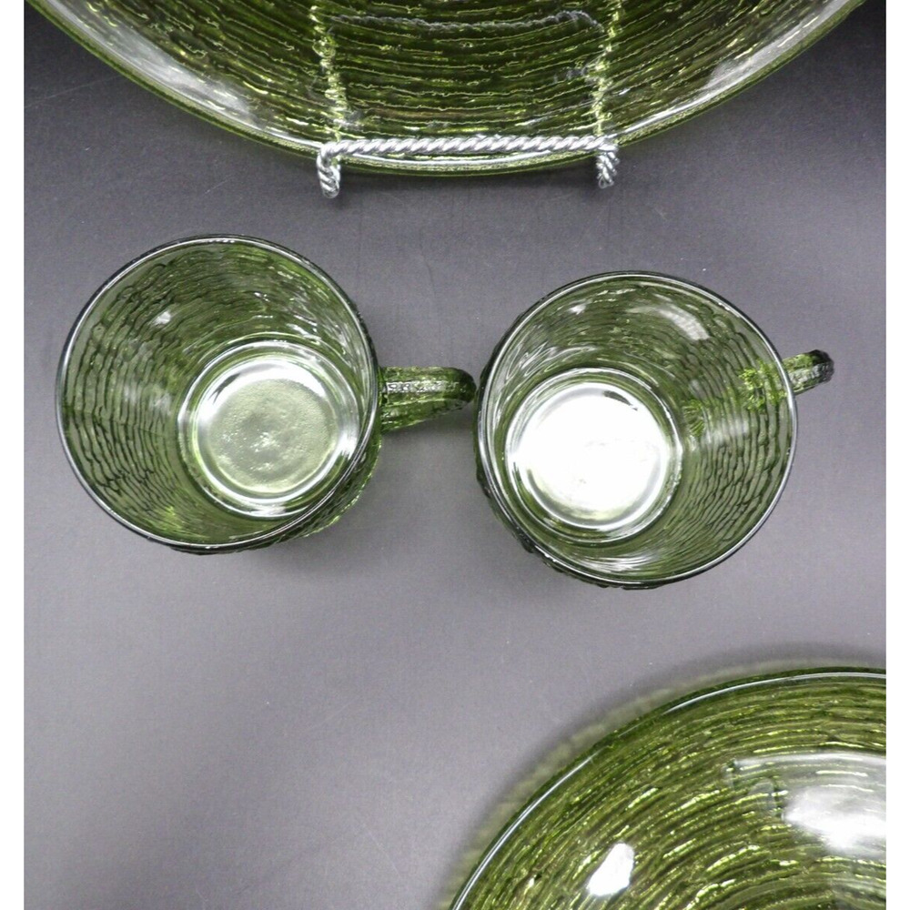 Vintage Anchor Hocking Soreno Avocado Green Snack Sets (Lot of 2) - Picture 6 of 7